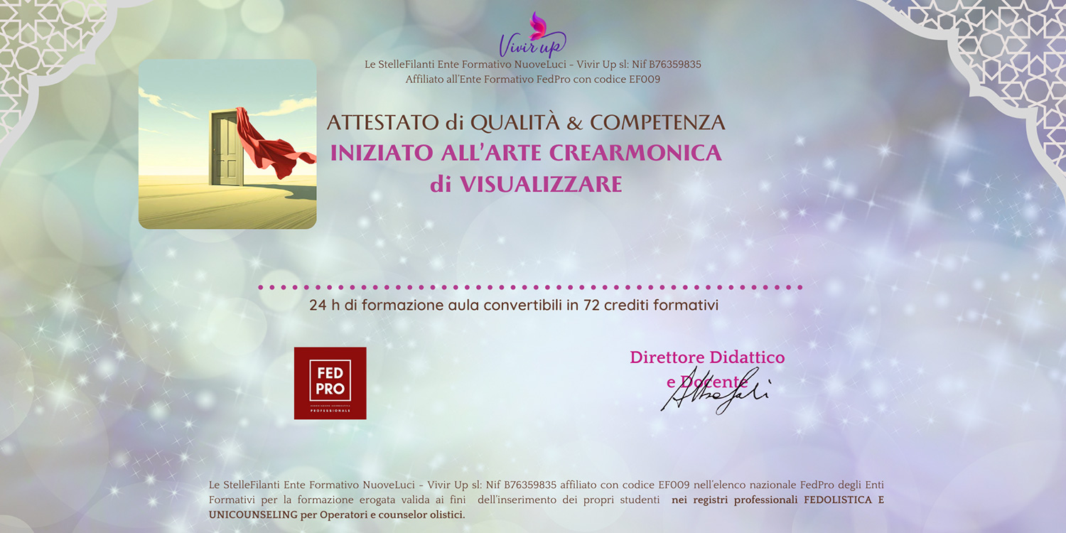 Attestato e 72 crediti formativi – Arte di Visualizzare Crearmonica